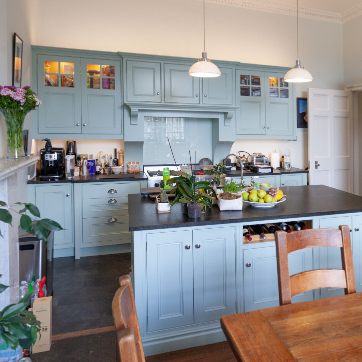 Hand painted kitchen cabinets in an Edinburgh home
