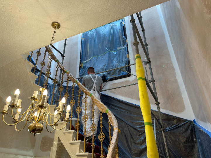 Stairwell preparation in progress in an Edinburgh townhouse